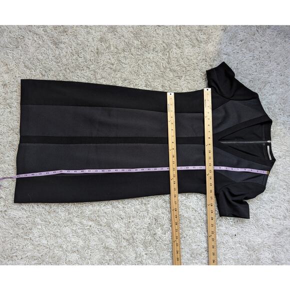 Tahari V-neck Short Sleeve Sheath Dress Black and Gray Size 8 - Picture 7 of 16